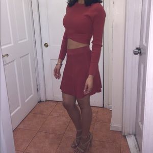 Skirt and long sleeve shirt